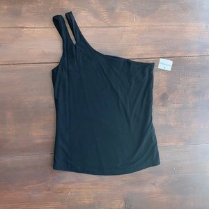 One Shoulder Black Top - NWT - Small